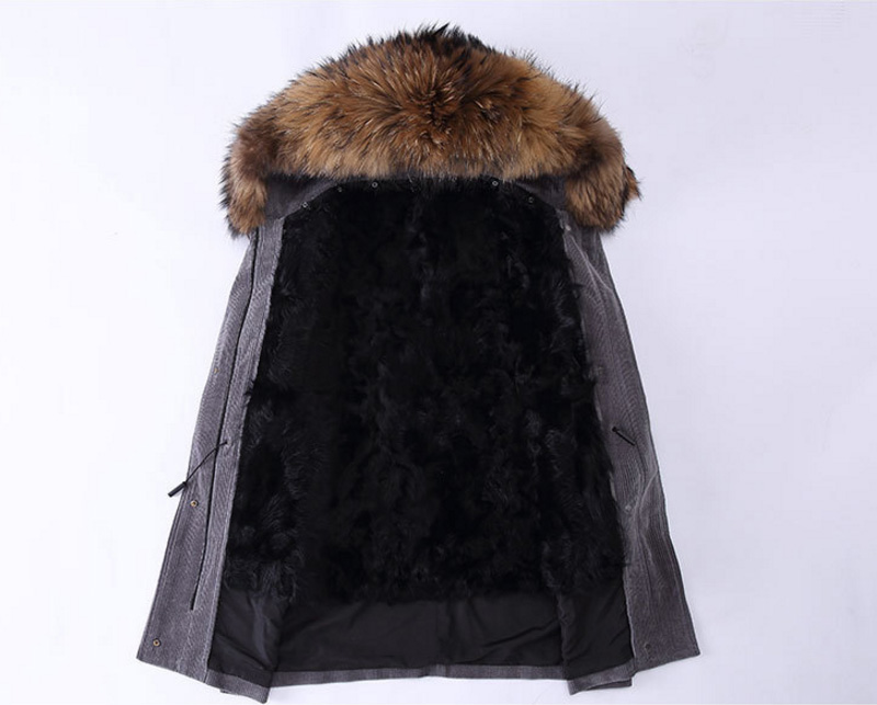 Raccoon Fur Trimmed Hooded Parka with Detachable Sheep Fur Liner 933 Details 2