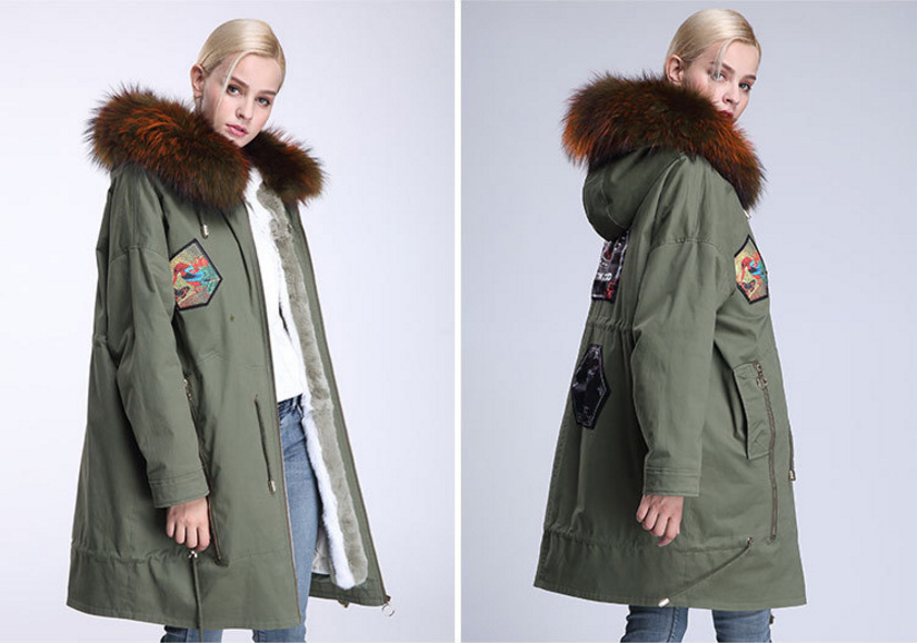 Raccoon Fur Trimmed Hooded Parka with Detachable Down-filled Liner 934 Details 10