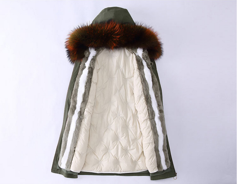 Raccoon Fur Trimmed Hooded Parka with Detachable Down-filled Liner 934 Details 2