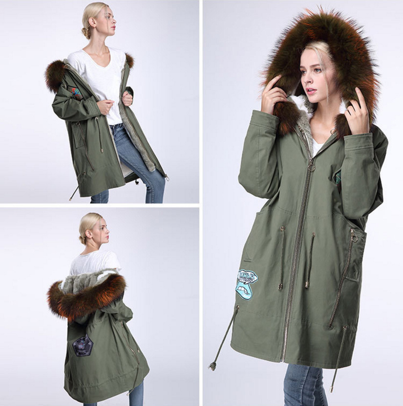 Raccoon Fur Trimmed Hooded Parka with Detachable Down-filled Liner 934 Details 12