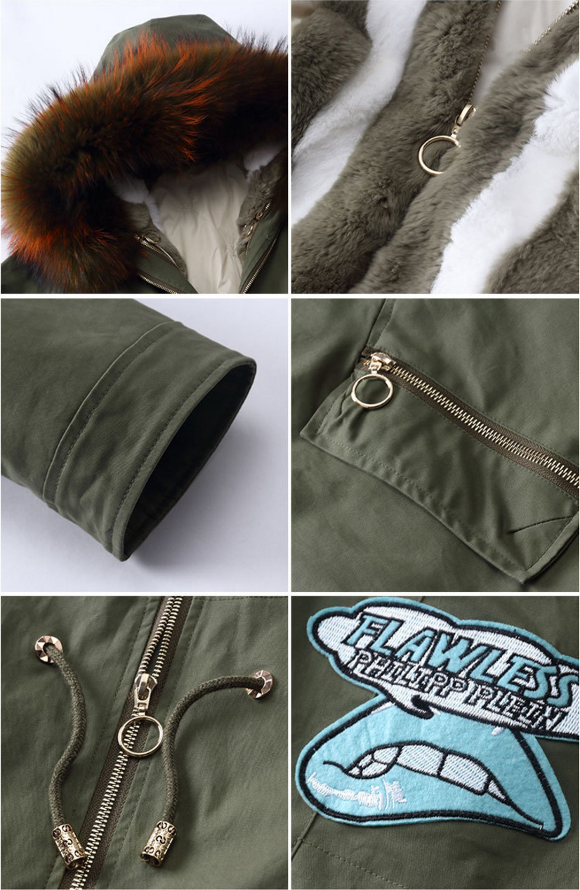 Raccoon Fur Trimmed Hooded Parka with Detachable Down-filled Liner 934 Details 4