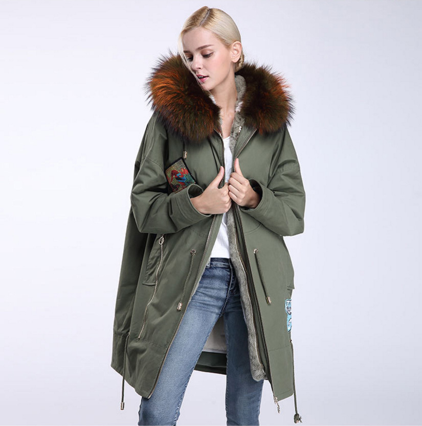 Raccoon Fur Trimmed Hooded Parka with Detachable Down-filled Liner 934 Details 9