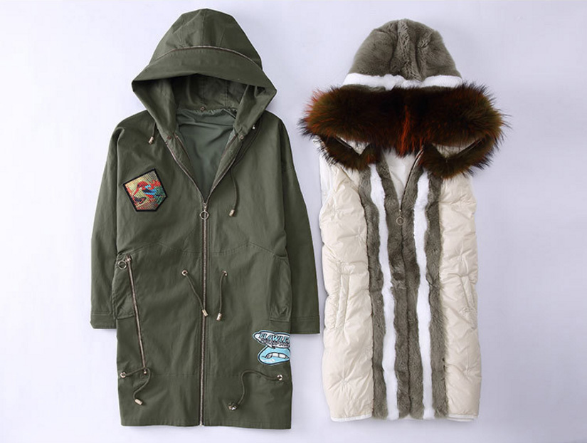 Raccoon Fur Trimmed Hooded Parka with Detachable Down-filled Liner 934 Details 1