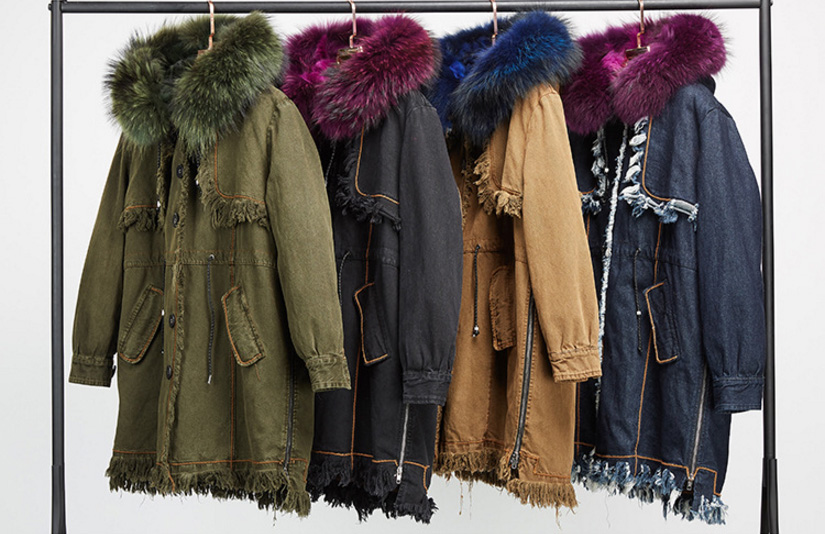 Raccoon Fur Trimmed Hooded Parka with Detachable Fox Fur Liner 935 Details 2