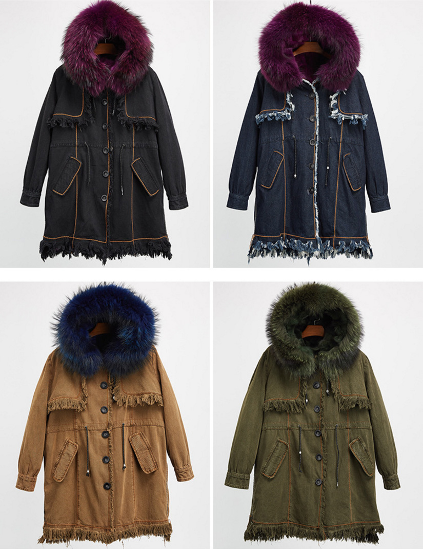 Raccoon Fur Trimmed Hooded Parka with Detachable Fox Fur Liner 935 Details 1