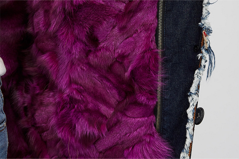 Raccoon Fur Trimmed Hooded Parka with Detachable Fox Fur Liner 935 Details 6