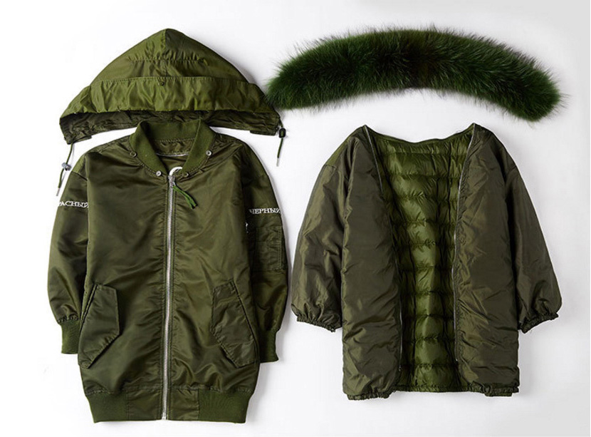 Raccoon Fur Trimming Hooded Parka with Detachable Down-filled Liner 936 Details 1