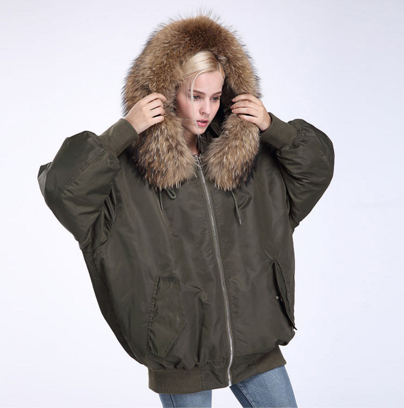 Raccoon Fur Trimming Hooded Parka with Detachable Down-filled Liner 936 Details 7