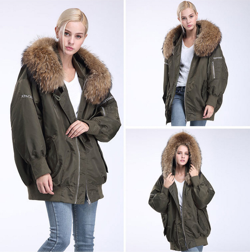 Raccoon Fur Trimming Hooded Parka with Detachable Down-filled Liner 936 Details 9