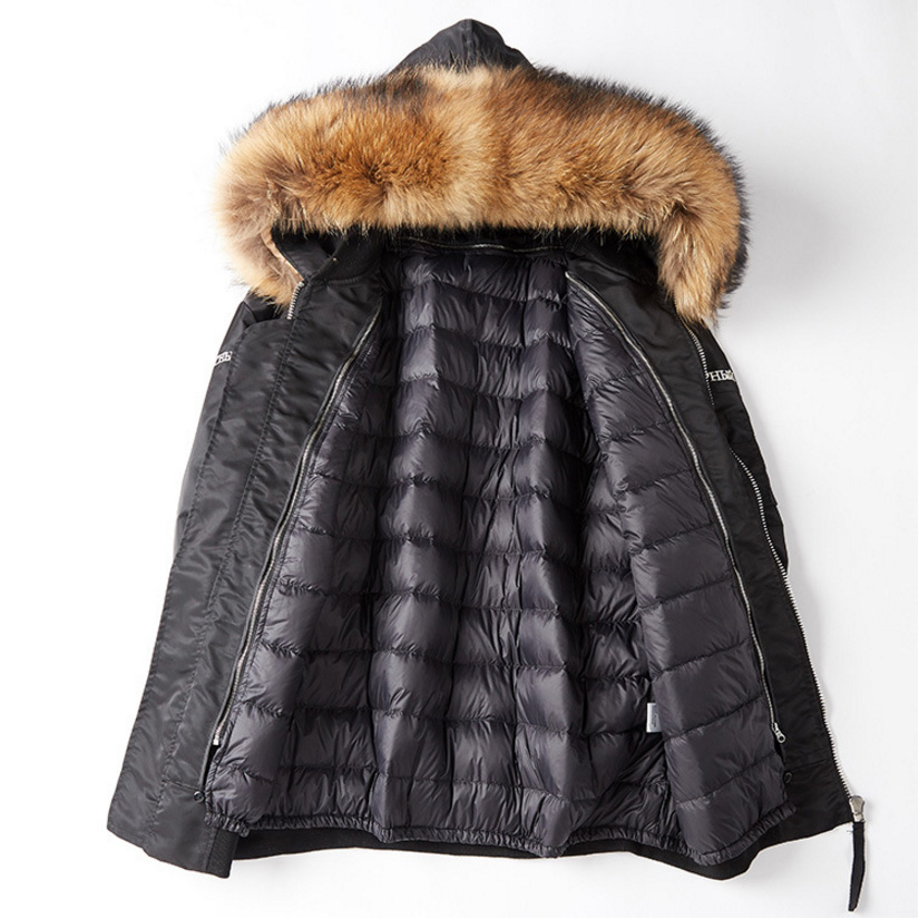 Raccoon Fur Trimming Hooded Parka with Detachable Down-filled Liner 936 Details 12