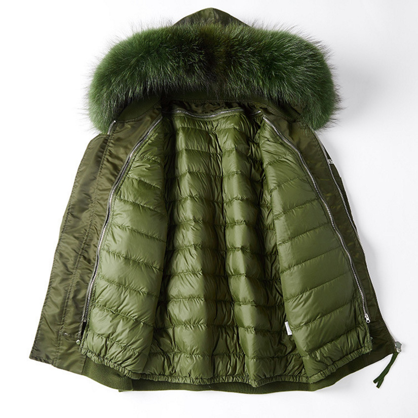 Raccoon Fur Trimming Hooded Parka with Detachable Down-filled Liner 936 Details 15