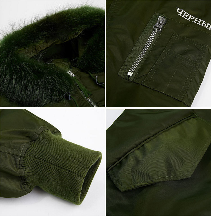 Raccoon Fur Trimming Hooded Parka with Detachable Down-filled Liner 936 Details 5
