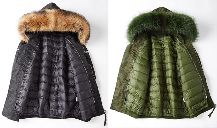 Raccoon Fur Trimming Hooded Parka with Detachable Down-filled Liner 936 Details 4