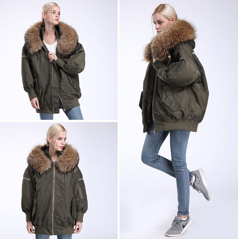 Raccoon Fur Trimming Hooded Parka with Detachable Down-filled Liner 936 Details 10