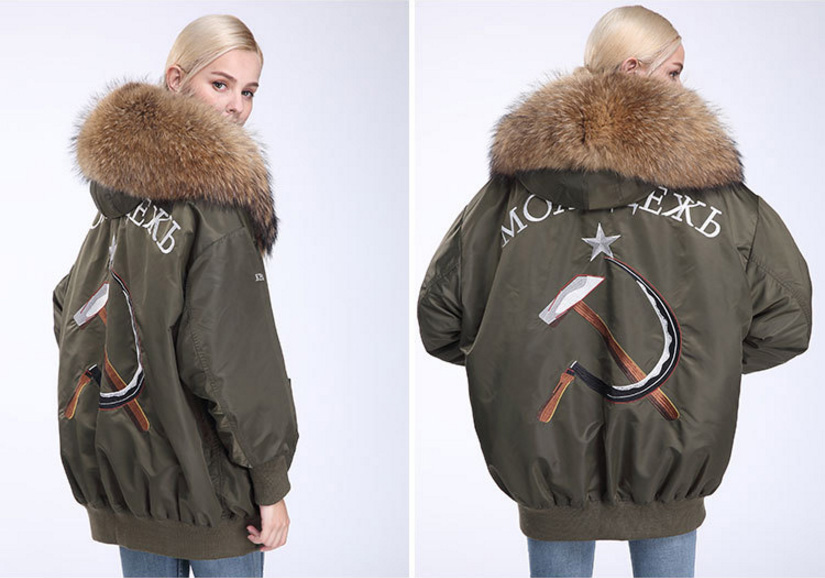 Raccoon Fur Trimming Hooded Parka with Detachable Down-filled Liner 936 Details 8