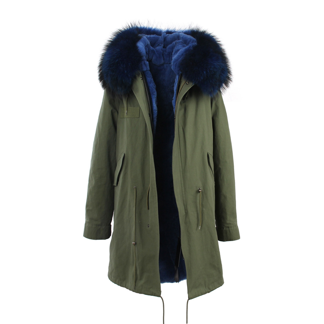 Raccoon Fur Trimmed Hooded Parka with Detachable Rex Rabbit Fur Liner 118 Details g2