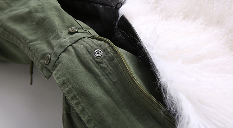 Tibet Sheep Fur Hooded Parka 119b Details 5