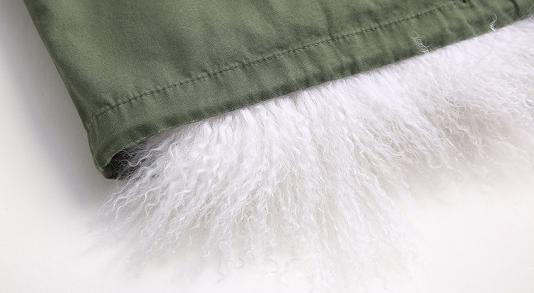 Tibet Sheep Fur Hooded Parka 119b Details 9