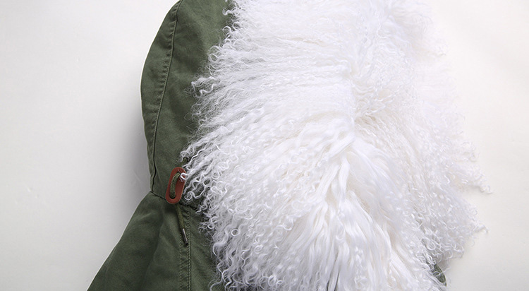 Tibet Sheep Fur Hooded Parka 119b Details 4