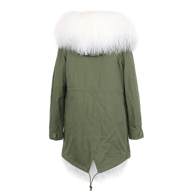Tibet Sheep Fur Hooded Parka 119b Details 8