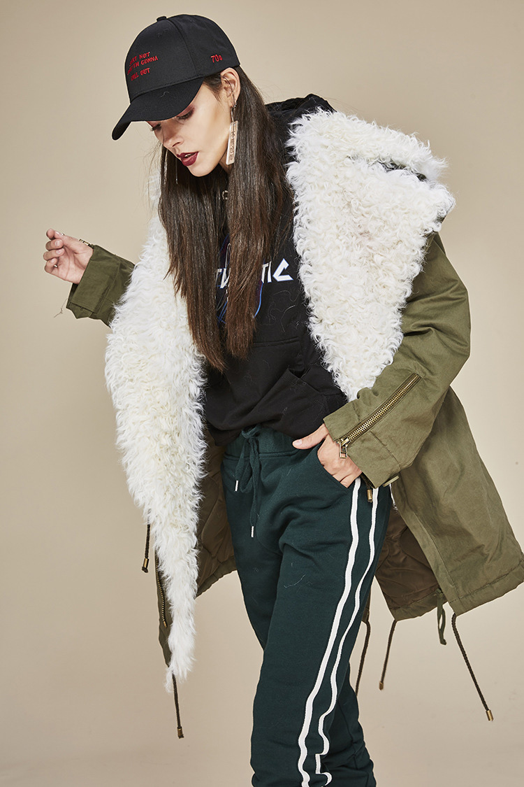 Lamb Fur Trimmed Parka with Quilted Liner 124 Details 1