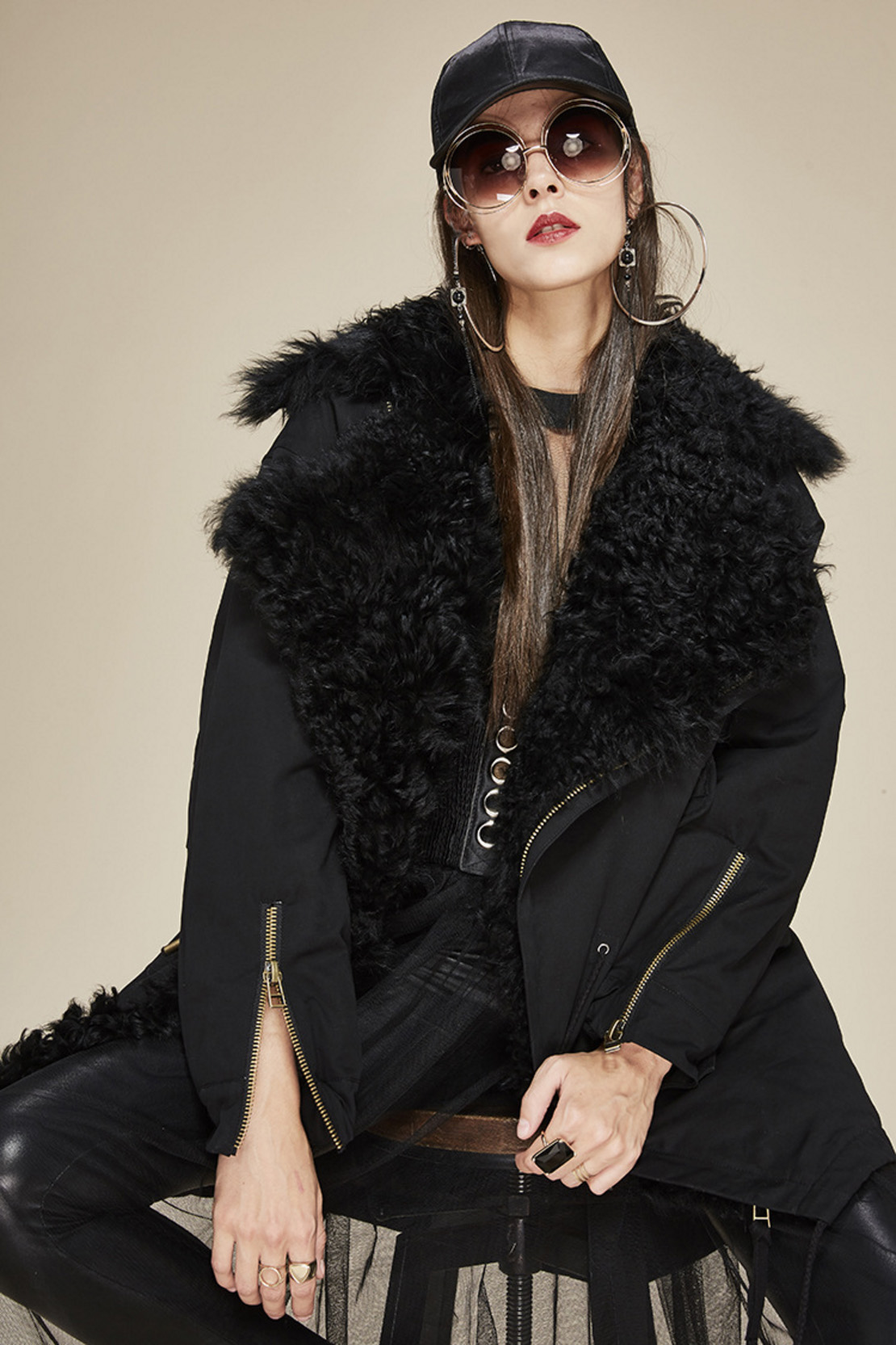 Lamb Fur Trimmed Parka with Quilted Liner 124 Details 2