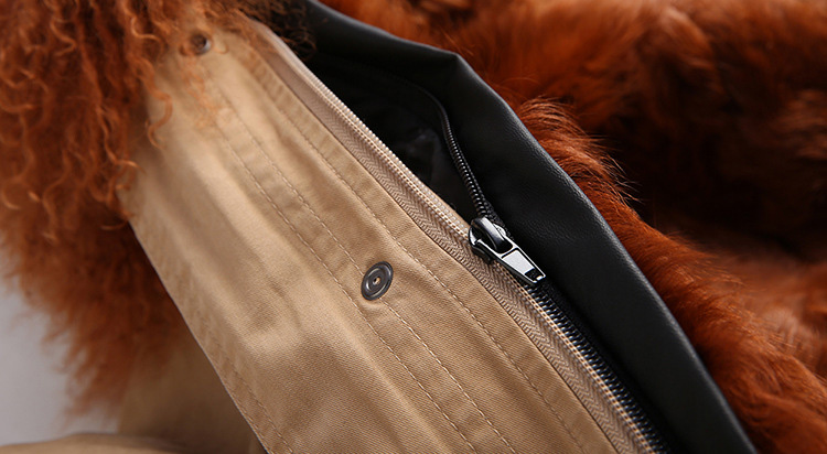 Tibet Sheep Fur Trimmed Hooded Parka with Lamb Fur Liner 126 Details 4