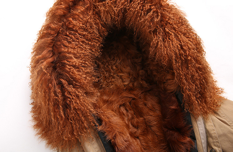 Tibet Sheep Fur Trimmed Hooded Parka with Lamb Fur Liner 126 Details 3