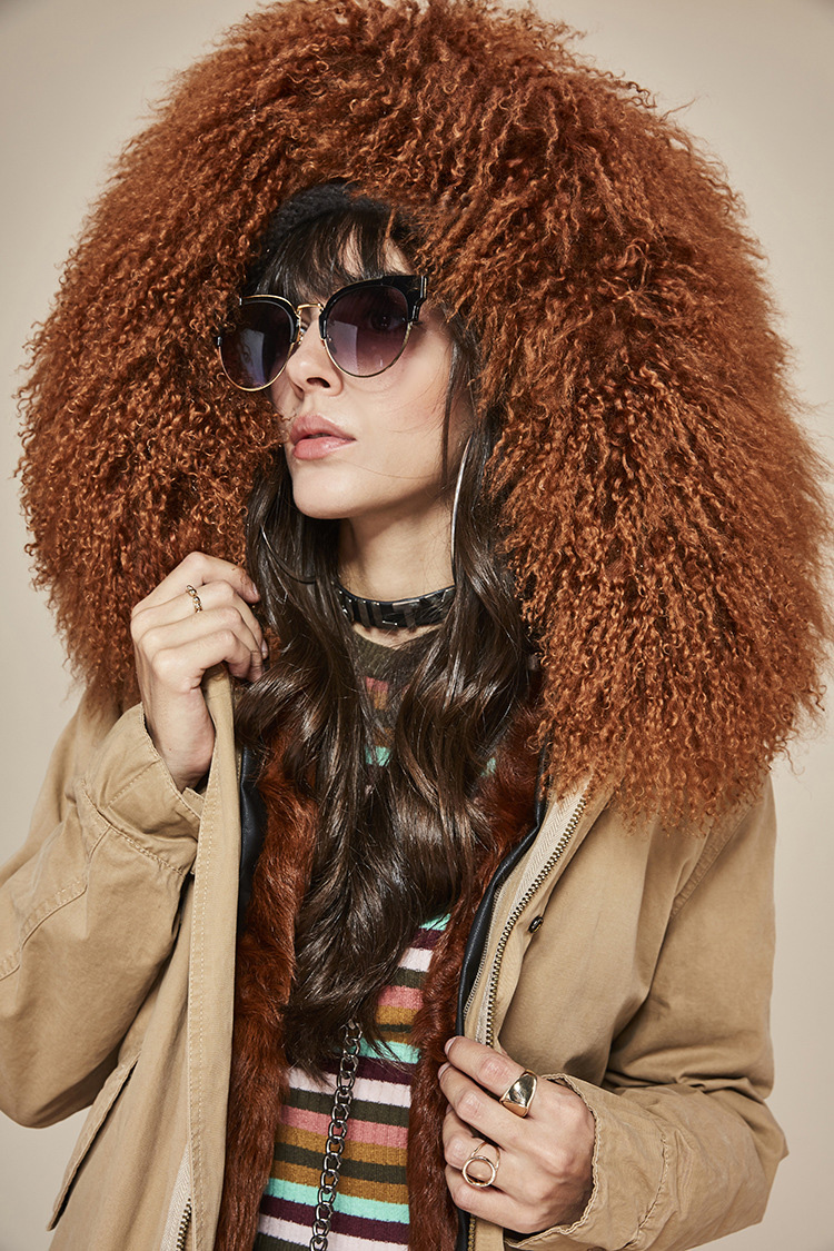 Tibet Sheep Fur Trimmed Hooded Parka with Lamb Fur Liner 126 Details 2