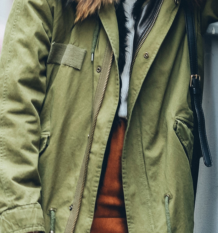 Raccoon Fur Hooded Short Parka 704 Deatails 4