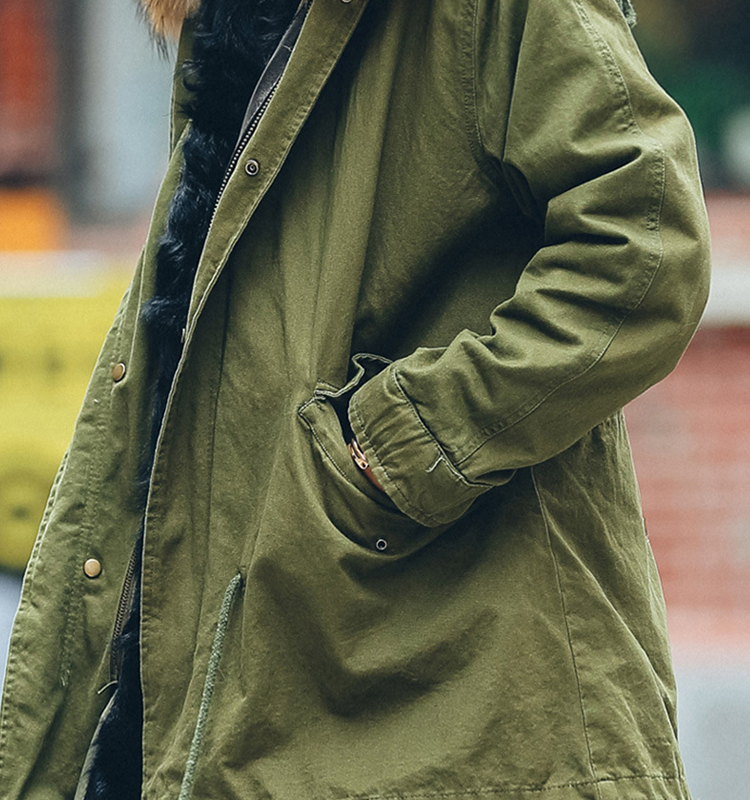 Raccoon Fur Hooded Short Parka 704 Deatails 3
