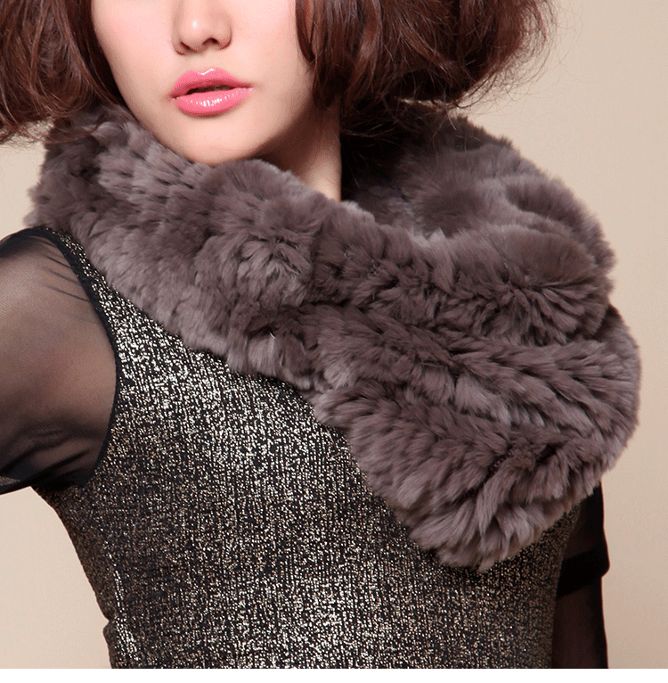Knitted Rex Rabbit Fur Neck Warmer ffscarr09-Details_02