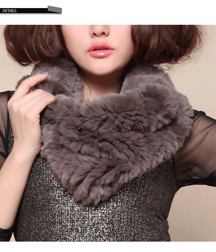Knitted Rex Rabbit Fur Neck Warmer ffscarr09-Details_01