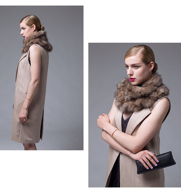 Knitted Sable Fur Neck Warmer Scarf 035 Details 5