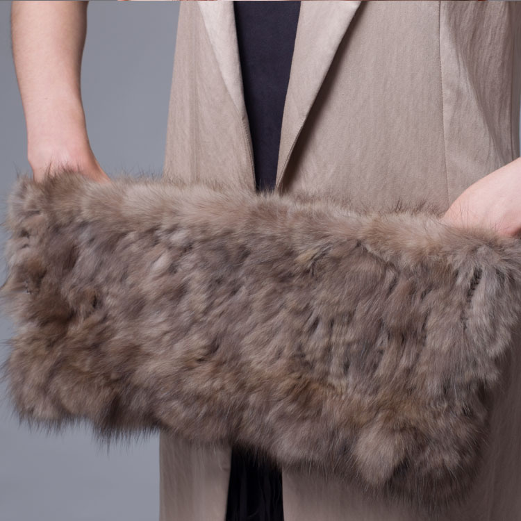 Knitted Sable Fur Neck Warmer Scarf 035 Details 2