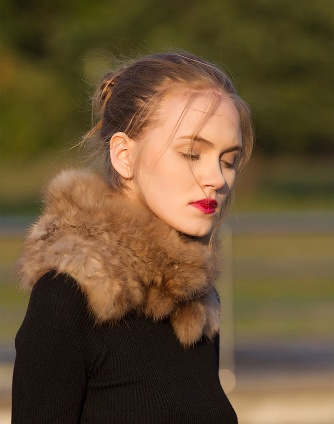 Knitted Sable Fur Neck Warmer Scarf 072 Details 1