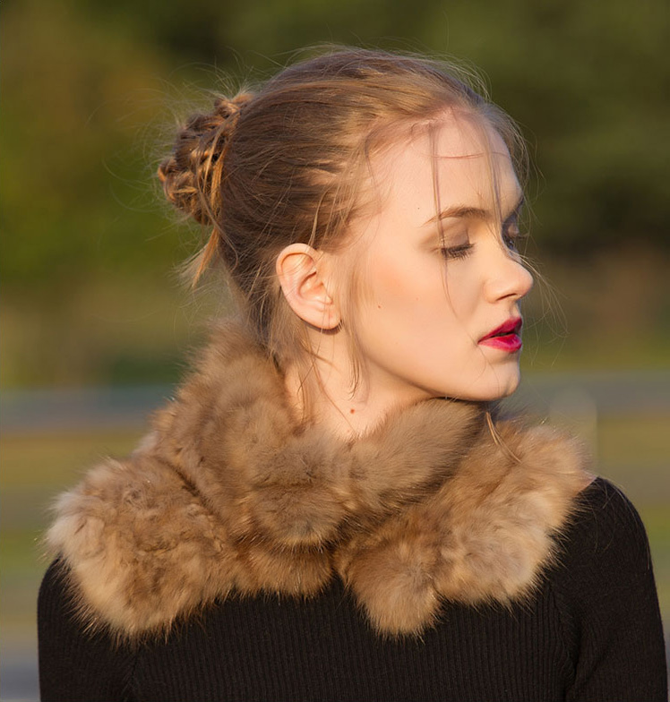 Knitted Sable Fur Neck Warmer Scarf 072 Details 2