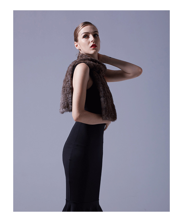 Knitted Sable Fur Scarf 073 Details 7