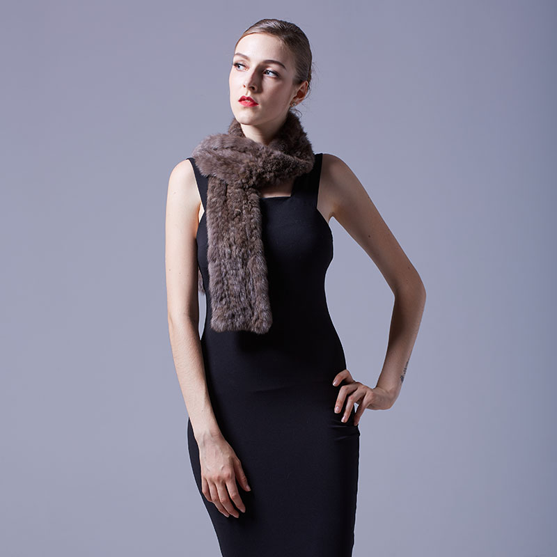 Knitted Sable Fur Scarf 073 Details 4