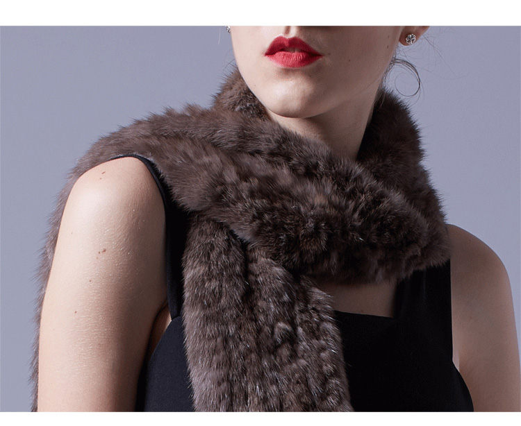 Knitted Sable Fur Scarf 073 Details 3