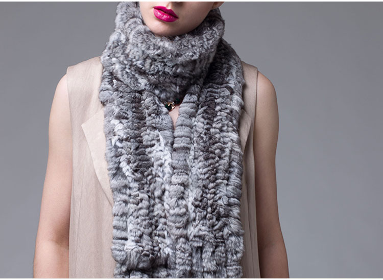 Chinchilla Fur Knitted Shawl 041 Details 1