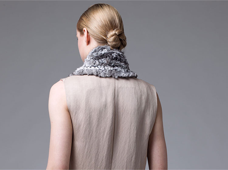 Chinchilla Fur Knitted Shawl 041 Details 2