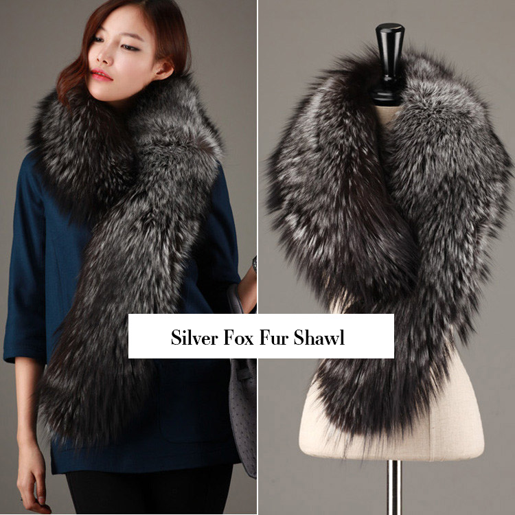 Silver Fox Fur Shawl 829 Details 0