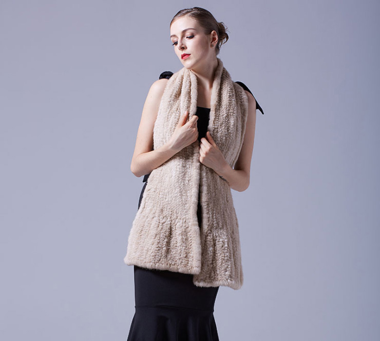 Velvet Mink Fur Knitted Shawl 029 Details 1