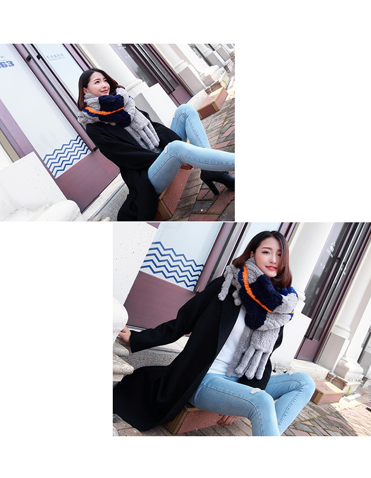 Knitted Rex Rabbit Fur Shawl 864 Details 4