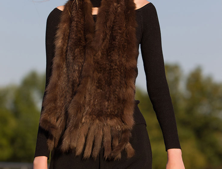Knitted Sable Fur Scarf Shawl 033 Details 3