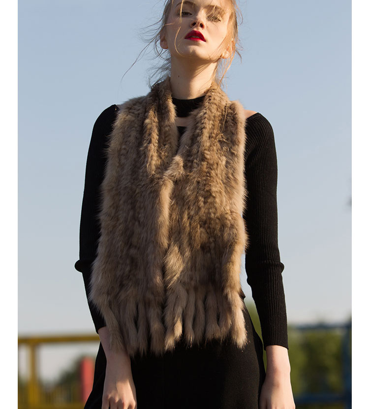 Knitted Sable Fur Scarf Shawl 033 Details 7