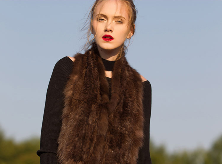Knitted Sable Fur Scarf Shawl 033 Details 2