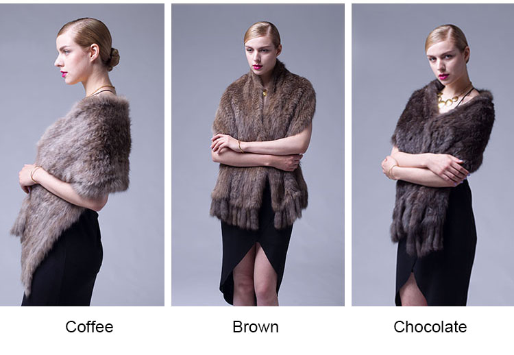 Knitted Sable Fur Shawl 063 Details 1