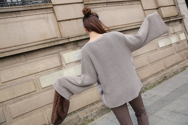 Raccoon Fur Trimmed Sweater Coat 339-10